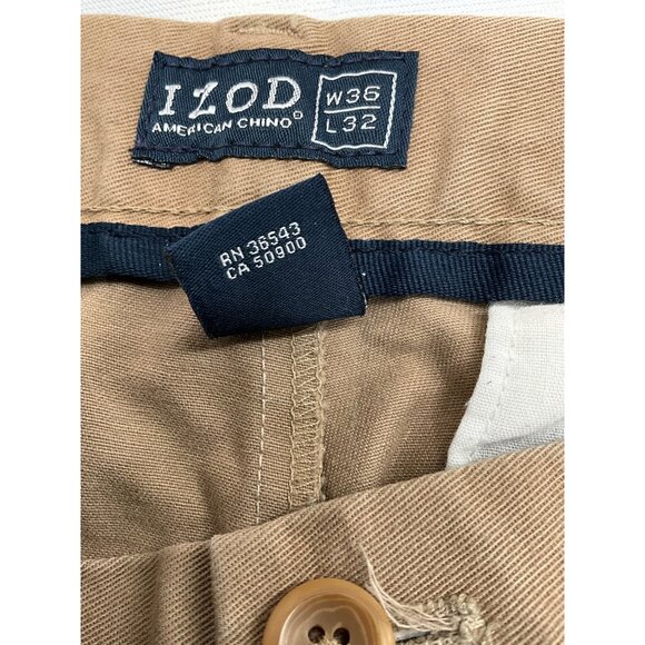 Izod Men's American Chino‎ Pants W36 L32 Khaki Tan Cotton - Picture 2 of 7